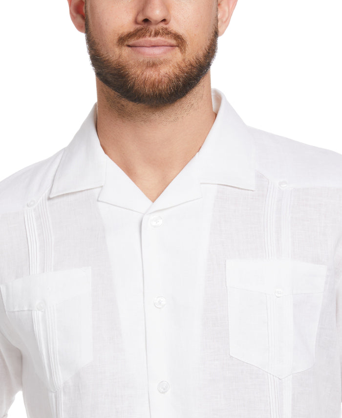 Cubavera 100% Linen Classic Guayabera Shirt - Short Sleeve Bright White