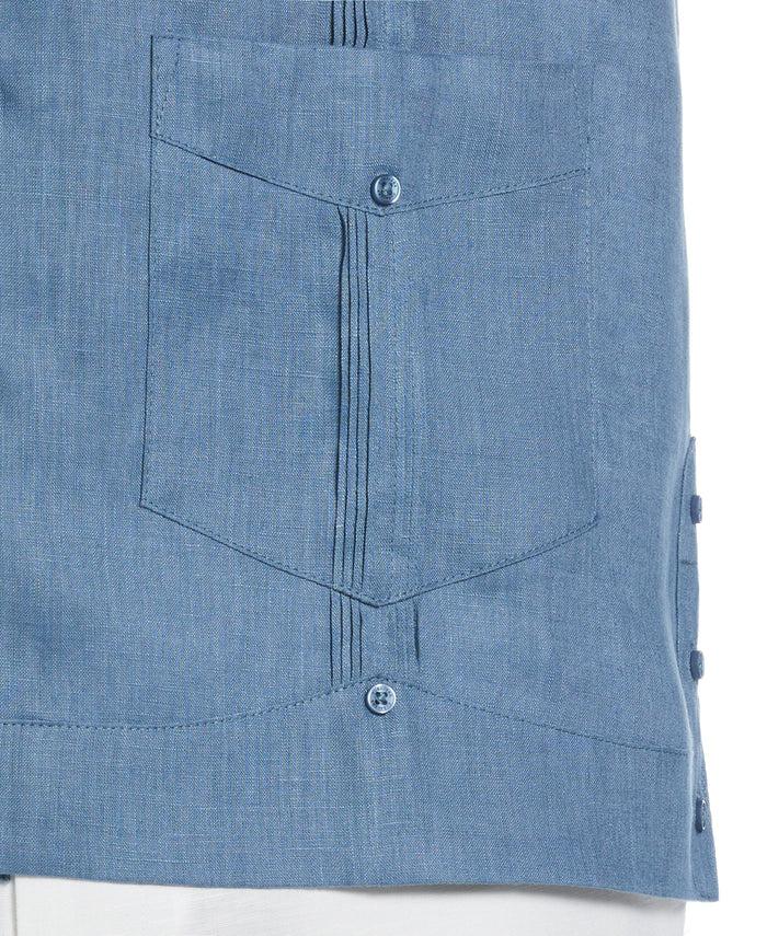 Cubavera 100% Linen Classic Guayabera Shirt - Short Sleeve Captains Blue