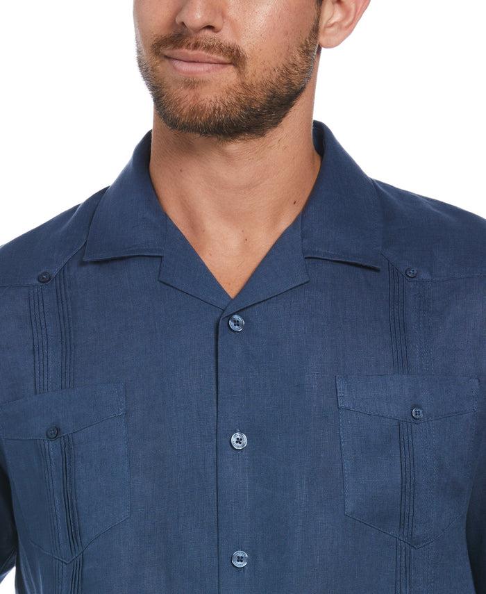 Cubavera 100% Linen Classic Guayabera Shirt - Short Sleeve Ensign Blue