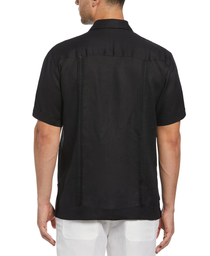 Cubavera 100% Linen Classic Guayabera Shirt - Short Sleeve Jet Black