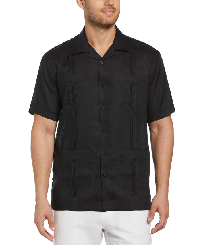 cubavera 100% Linen Classic Guayabera Shirt - Short Sleeve Jet Black