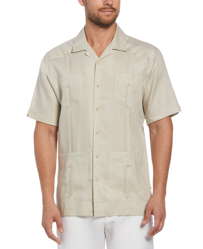 cubavera 100% Linen Classic Guayabera Shirt - Short Sleeve Natural Linen
