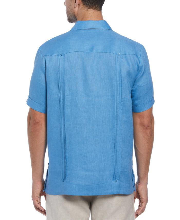 Cubavera 100% Linen Classic Guayabera Shirt - Short Sleeve Parisian Blue