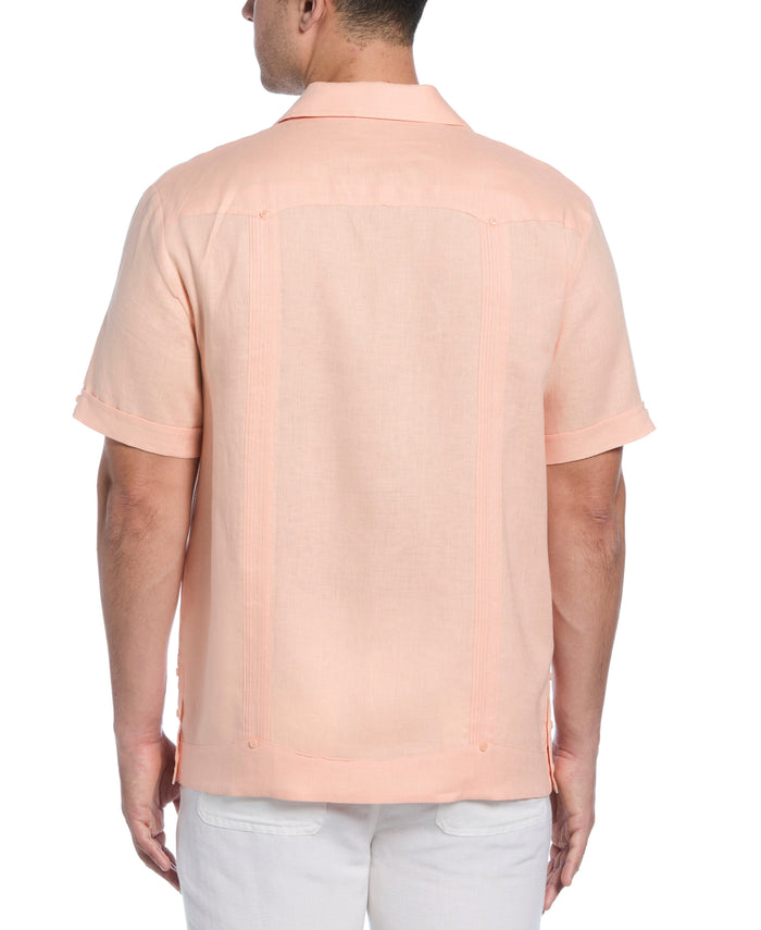 Cubavera 100% Linen Classic Guayabera Shirt - Short Sleeve Peach Parfait