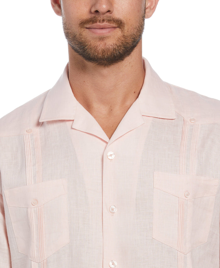 Cubavera 100% Linen Classic Guayabera Shirt - Short Sleeve Pink Dogwood