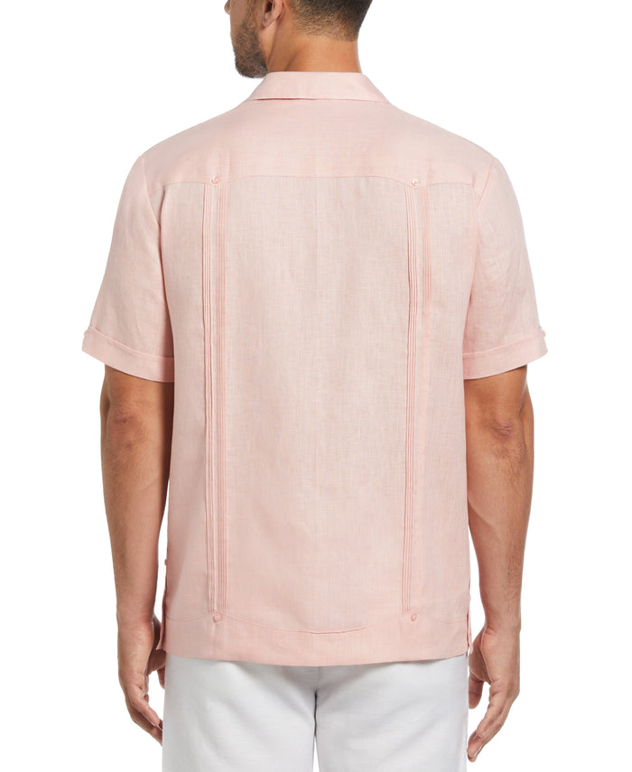 Cubavera 100% Linen Classic Guayabera Shirt - Short Sleeve Silver Pink