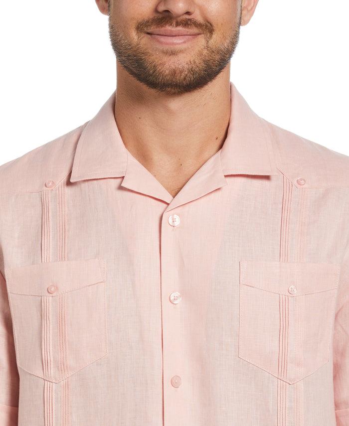 Cubavera 100% Linen Classic Guayabera Shirt - Short Sleeve Silver Pink
