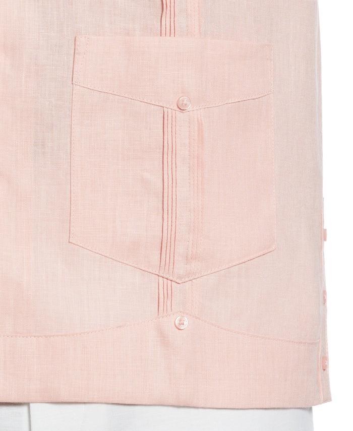 Cubavera 100% Linen Classic Guayabera Shirt - Short Sleeve Silver Pink