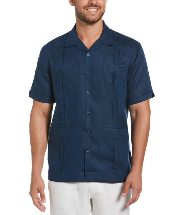 cubavera 100% Linen Classic Guayabera Shirt - Short Sleeve Titan