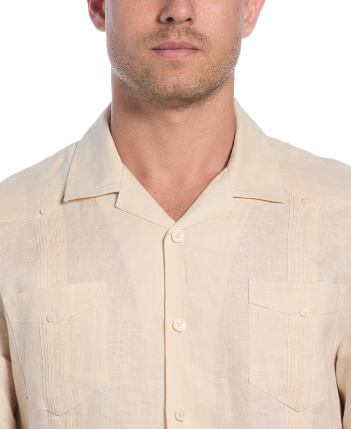 Cubavera 100% Linen Classic Guayabera Shirt - Short Sleeve Whitecap Gray