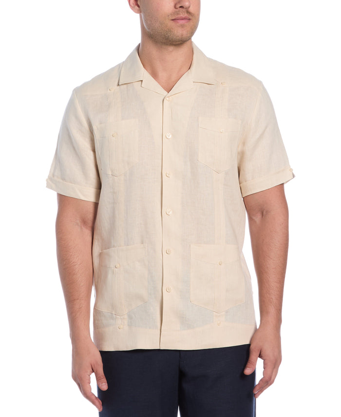 cubavera 100% Linen Classic Guayabera Shirt - Short Sleeve Whitecap Gray
