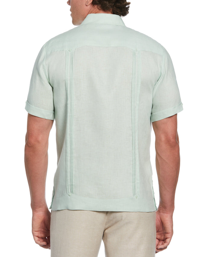 Cubavera 100% Linen Four-Pocket Guayabera Shirt Aqua Foam