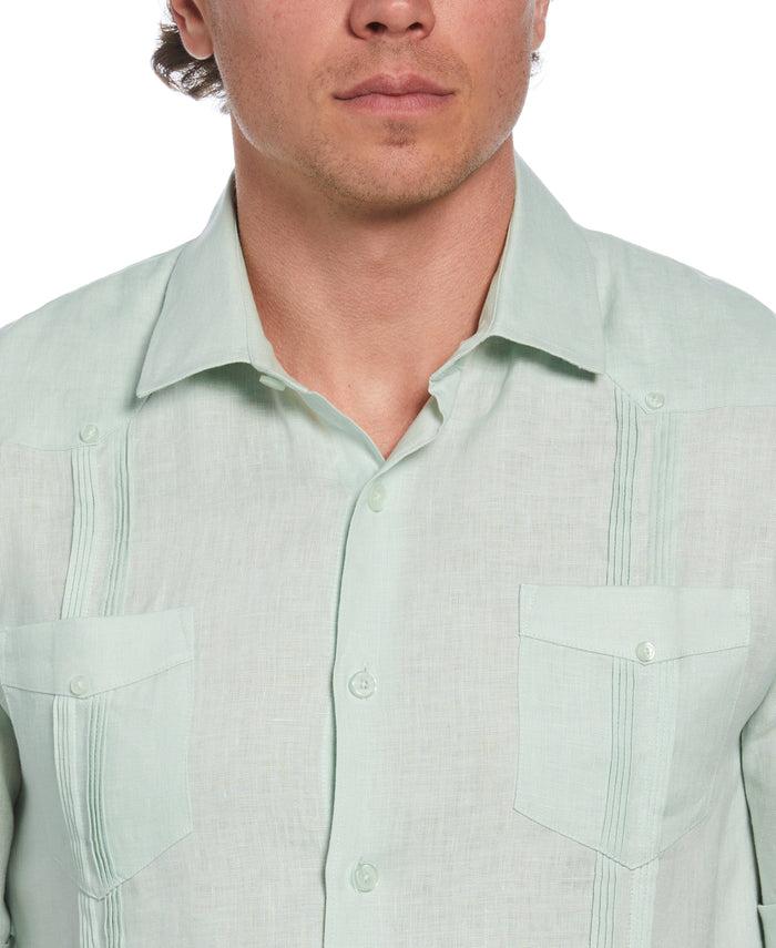Cubavera 100% Linen Four-Pocket Guayabera Shirt Aqua Foam