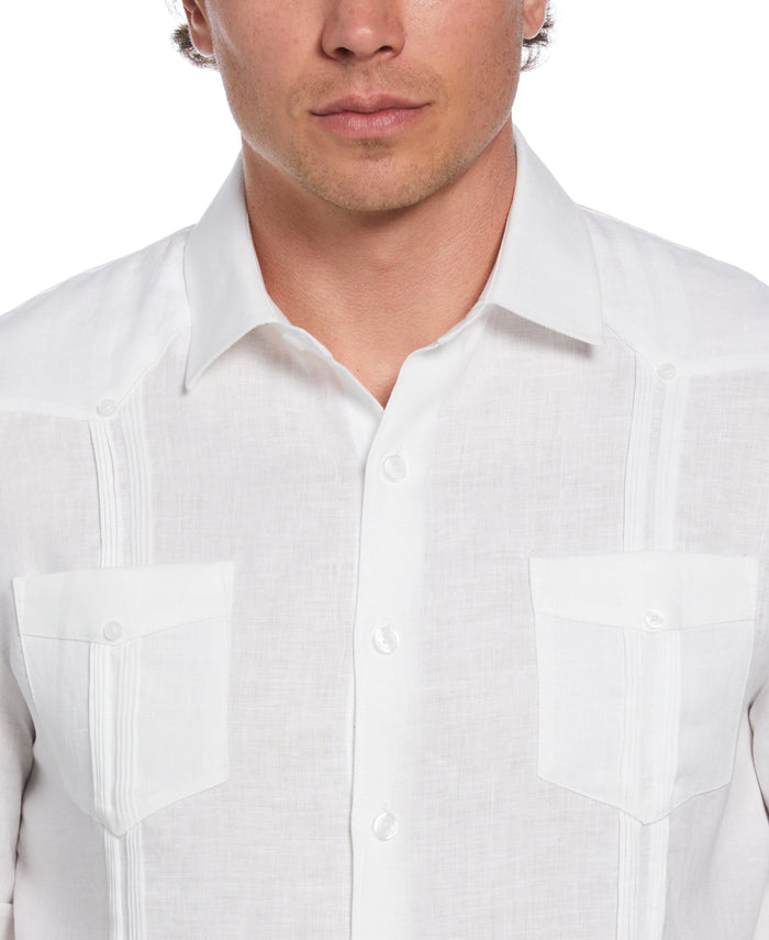 Cubavera 100% Linen Four-Pocket Guayabera Shirt Brilliant White