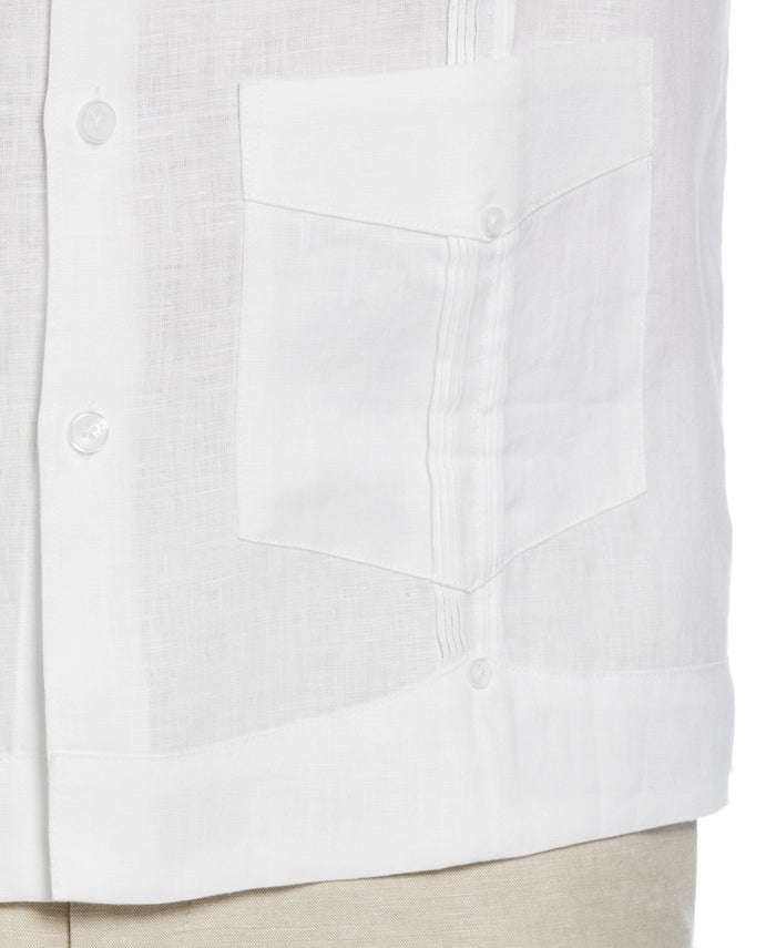 Cubavera 100% Linen Four-Pocket Guayabera Shirt Brilliant White