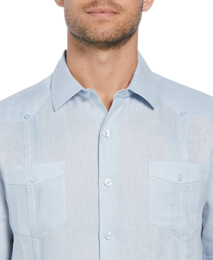 Cubavera 100% Linen Four-Pocket Guayabera Shirt Cashmere Blue