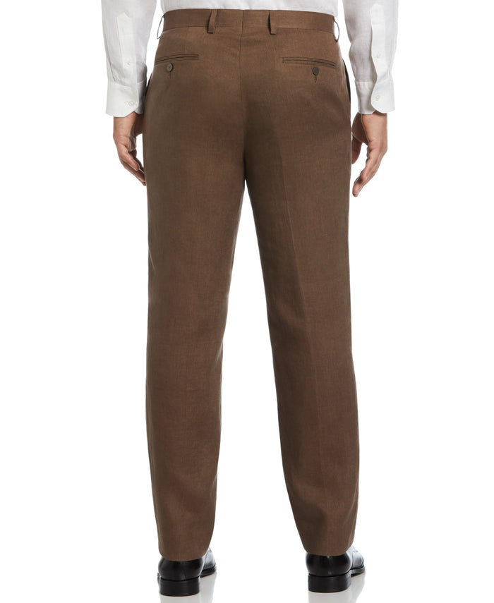 Cubavera 100% Linen Solid Flat Front Pant Cappuccino