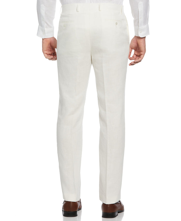 Cubavera 100% Linen Solid Flat Front Pant Cloud Dancer