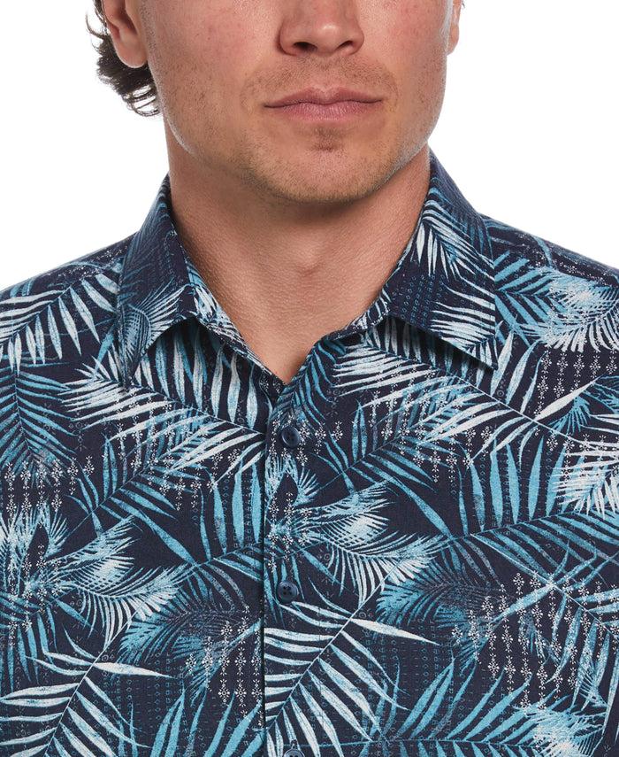 Cubavera Abstract Geo Leaf Print Shirt Naval Academy