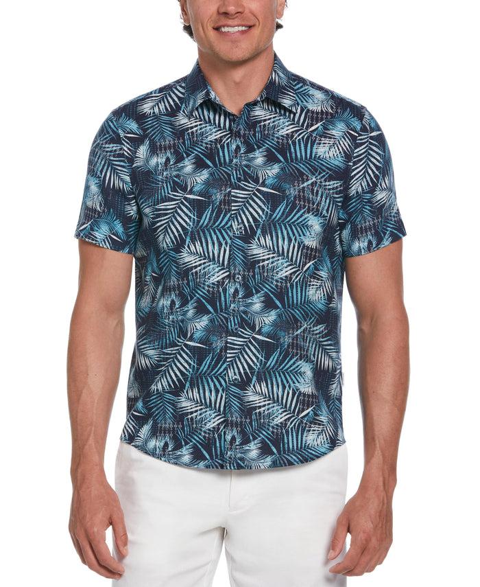 cubavera Abstract Geo Leaf Print Shirt Naval Academy