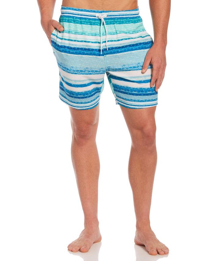 cubavera Abstract Ocean Print Swim Trunks Caribbean Sea