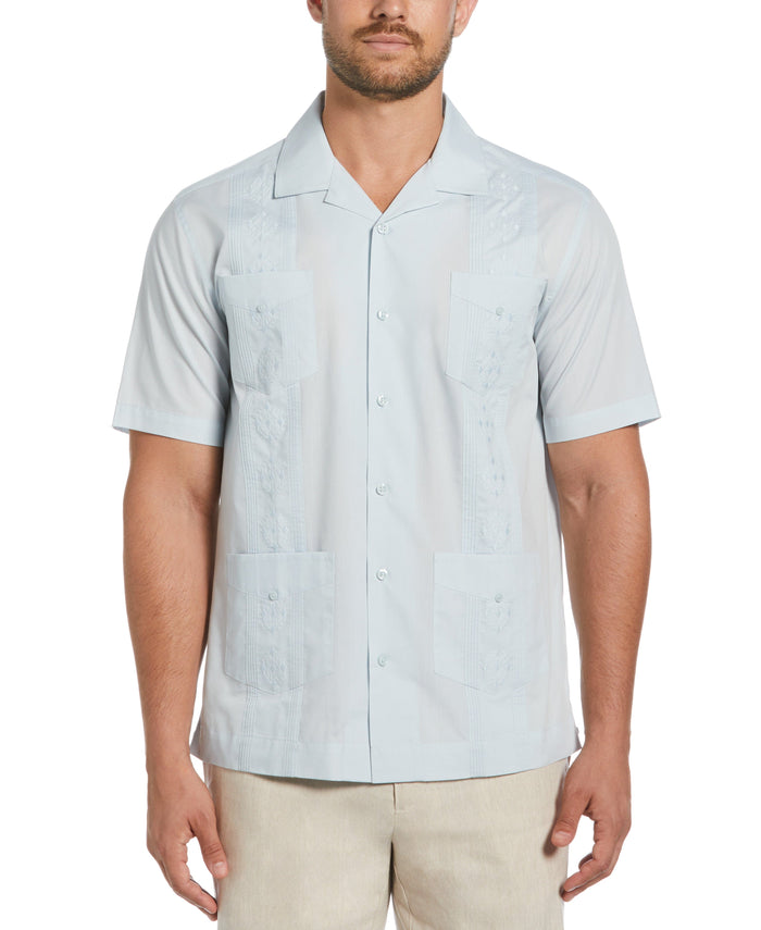 cubavera Authentic Embroidered Guayabera Shirt Ballad Blue