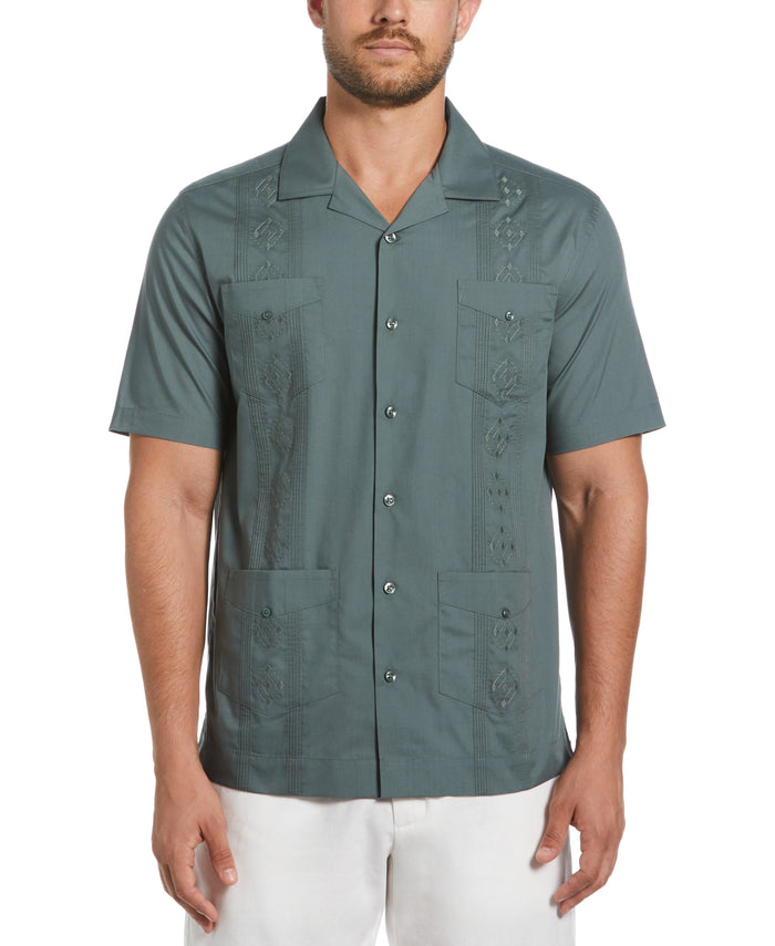 cubavera Authentic Embroidered Guayabera Shirt Balsam Green