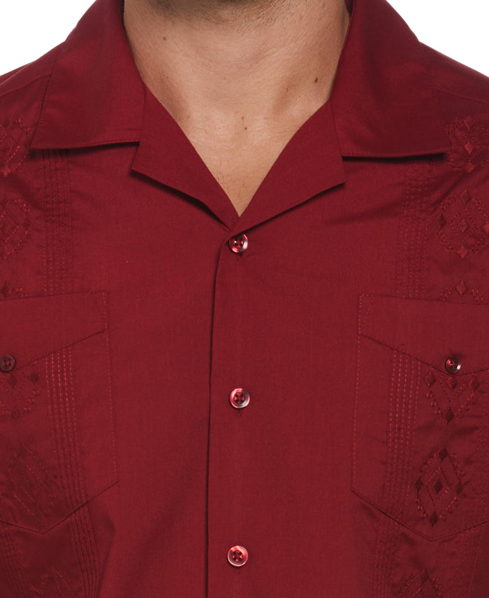Cubavera Authentic Embroidered Guayabera Shirt Biking Red