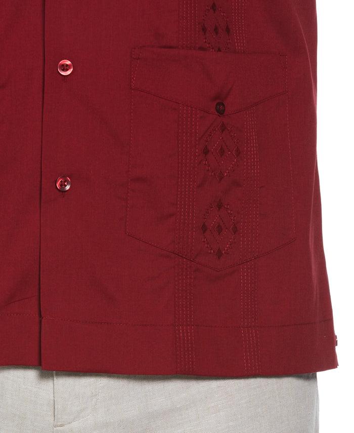 Cubavera Authentic Embroidered Guayabera Shirt Biking Red