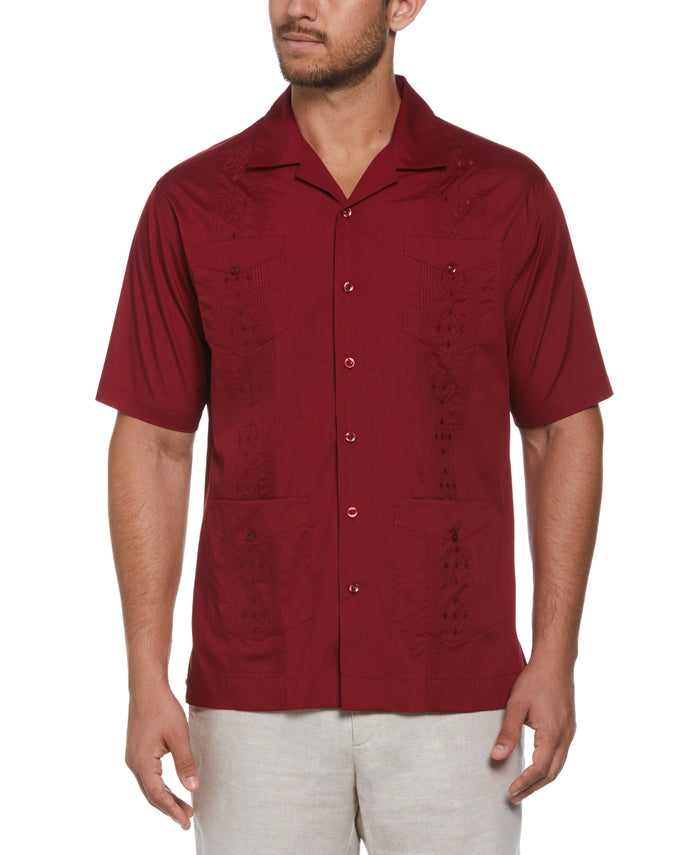 cubavera Authentic Embroidered Guayabera Shirt Biking Red