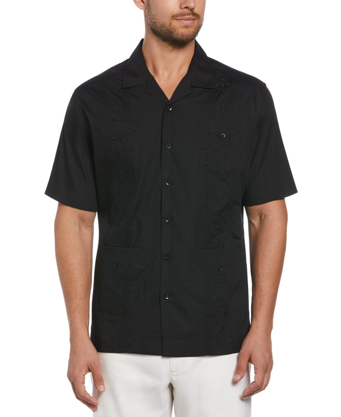 cubavera Authentic Embroidered Guayabera Shirt Black