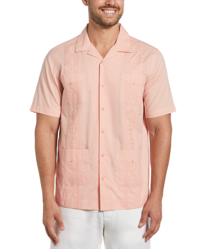 Cubavera Authentic Embroidered Guayabera Shirt Coral Cloud