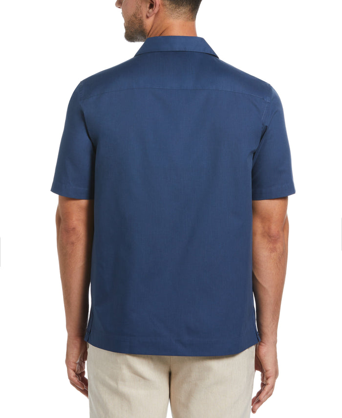 Cubavera Authentic Embroidered Guayabera Shirt Ensign Blue