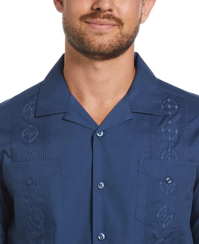 Cubavera Authentic Embroidered Guayabera Shirt Ensign Blue