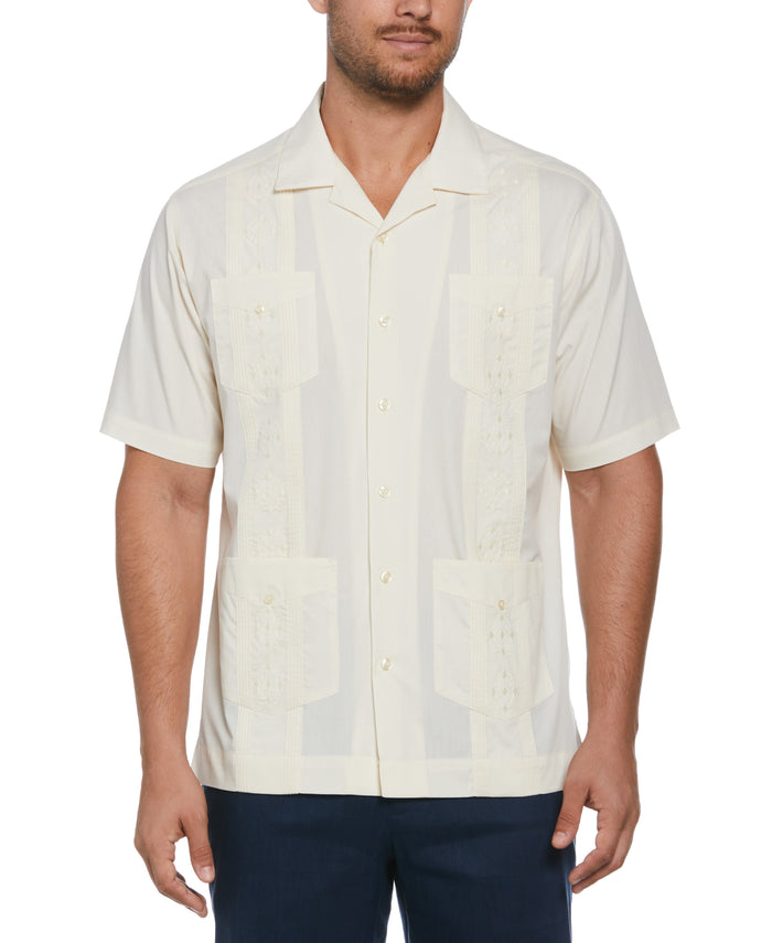 cubavera Authentic Embroidered Guayabera Shirt Ivory