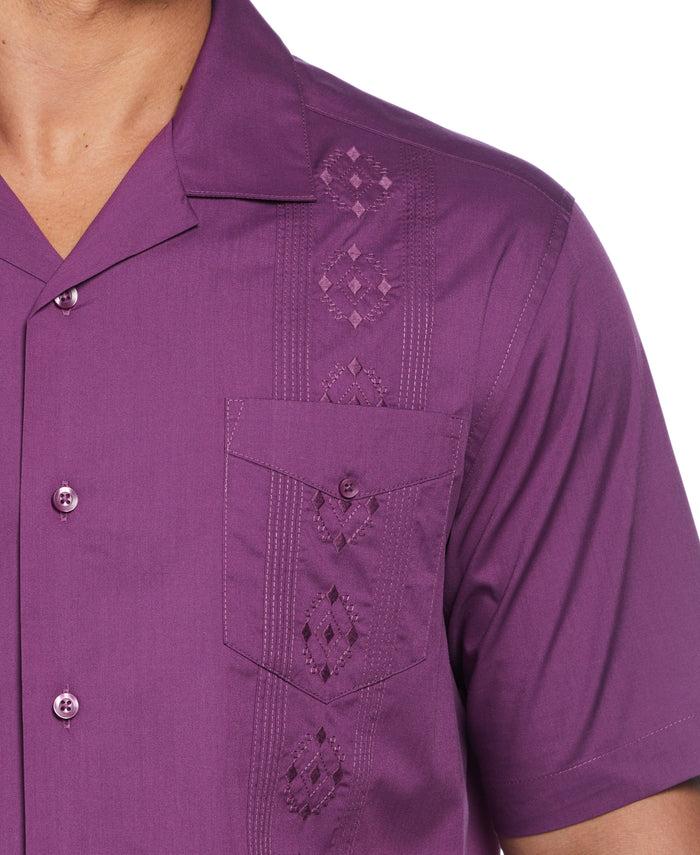 Cubavera Authentic Embroidered Guayabera Shirt Sunset Purple