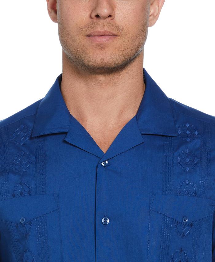 Cubavera Authentic Embroidered Guayabera Shirt True Blue
