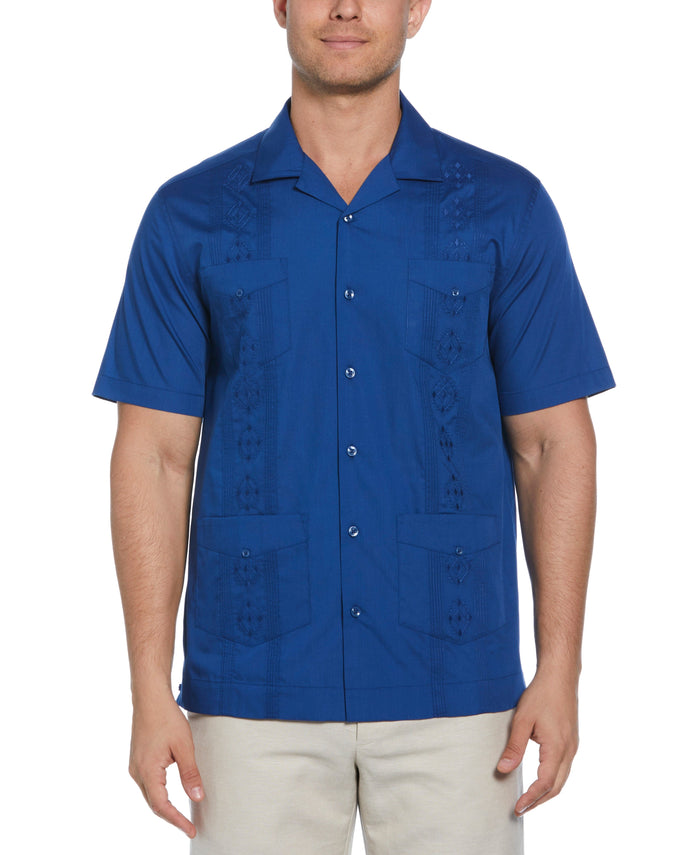 cubavera Authentic Embroidered Guayabera Shirt True Blue