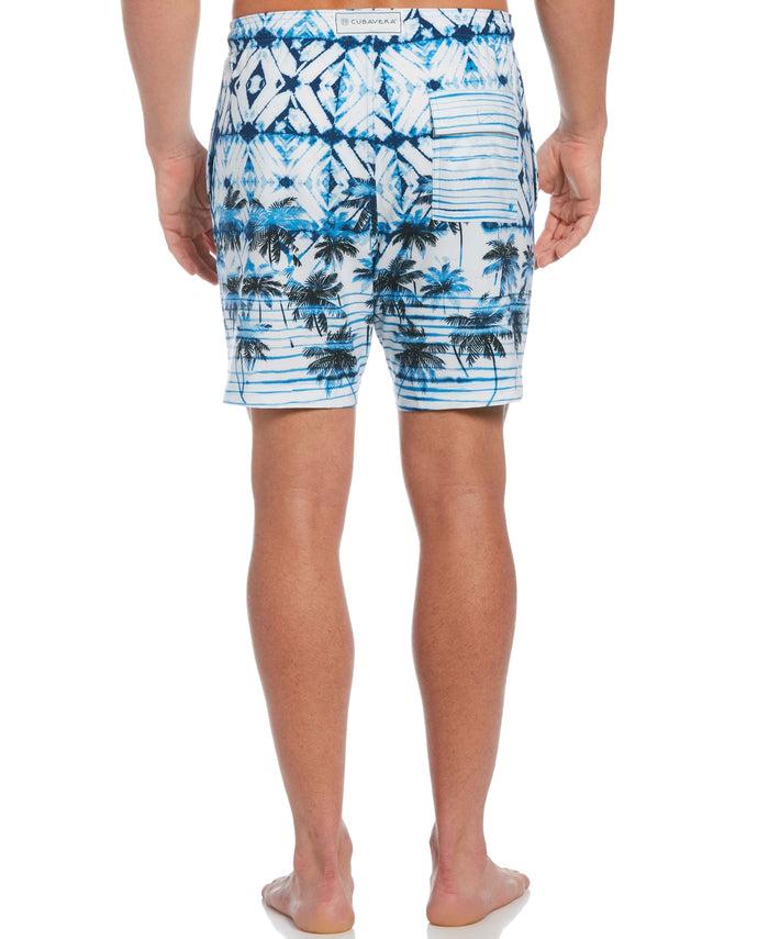 Cubavera Beach Sunset Print Swim Trunks Brilliant White