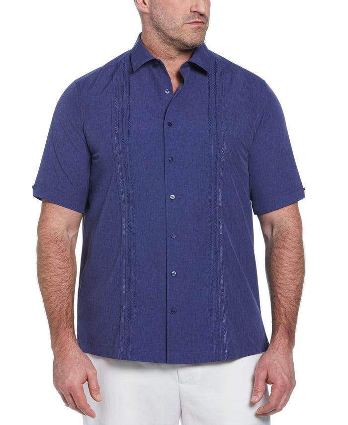 cubavera Big And Tall Geo Embroidered Panel Chambray Shirt Skipper Blue