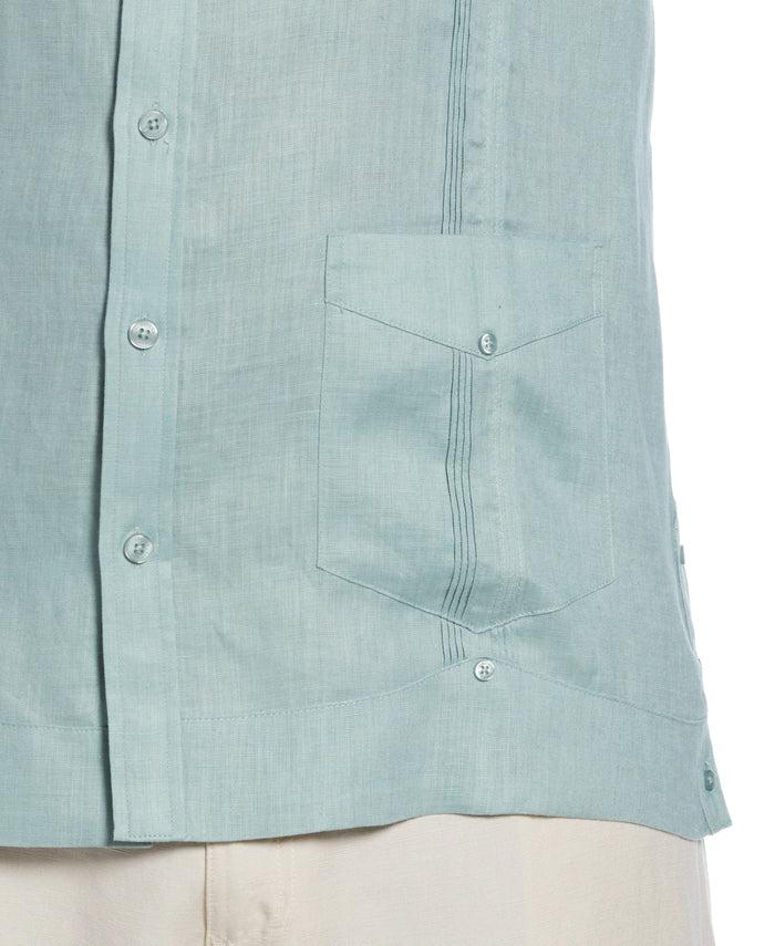 Cubavera Big & Tall 100% Linen Classic Guayabera Shirt - Long Sleeve Blue Surf