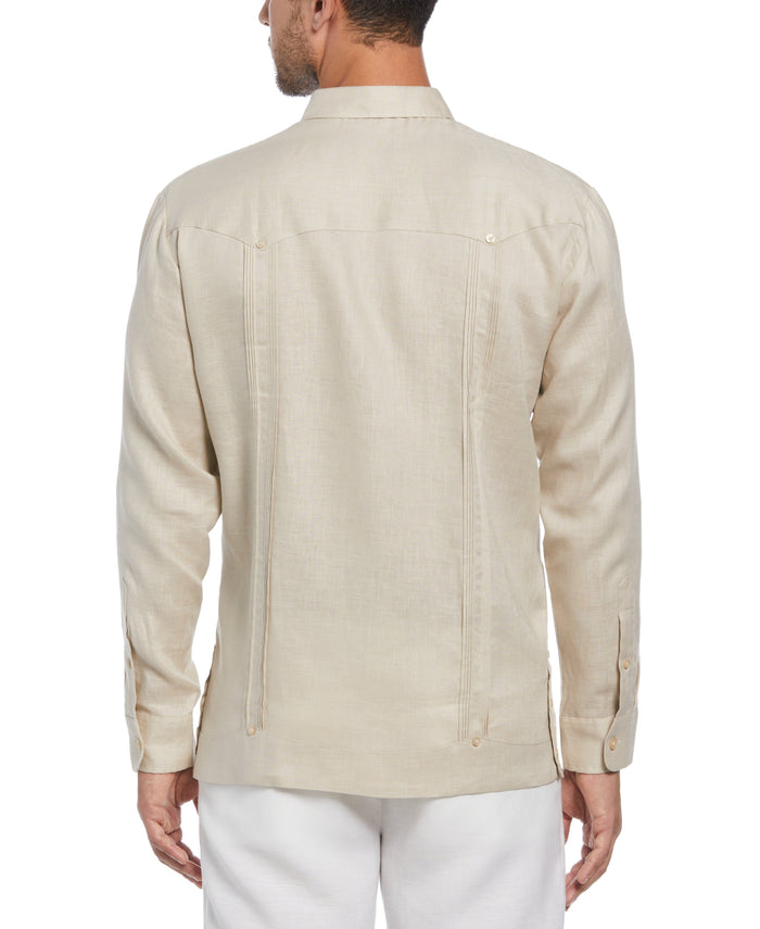Cubavera Big & Tall 100% Linen Classic Guayabera Shirt - Long Sleeve Natural Linen