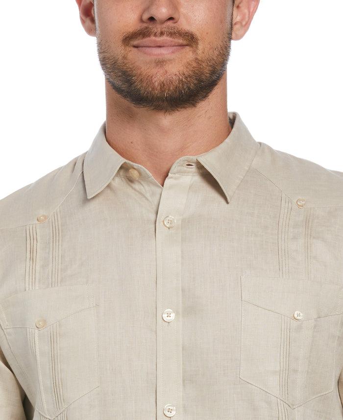 Cubavera Big & Tall 100% Linen Classic Guayabera Shirt - Long Sleeve Natural Linen