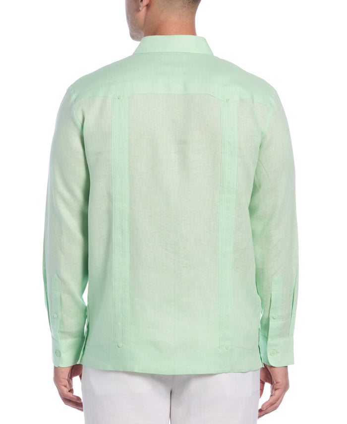 Cubavera Big & Tall 100% Linen Classic Guayabera Shirt - Long Sleeve Pastel Green