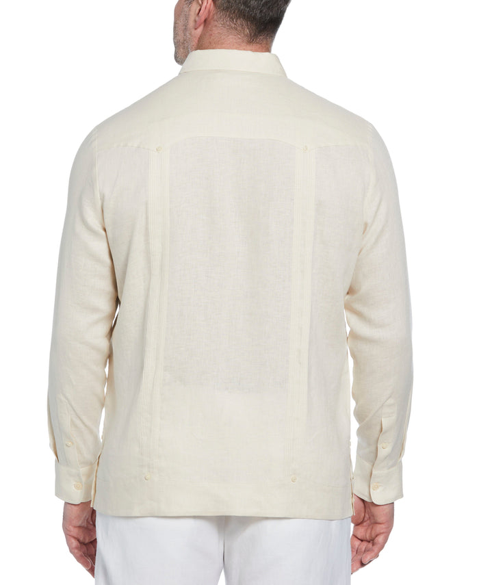 Cubavera Big & Tall 100% Linen Classic Guayabera Shirt - Long Sleeve Whitecap Gray