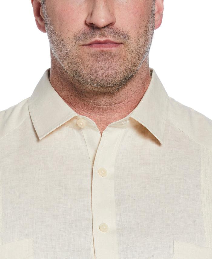 Cubavera Big & Tall 100% Linen Classic Guayabera Shirt - Long Sleeve Whitecap Gray