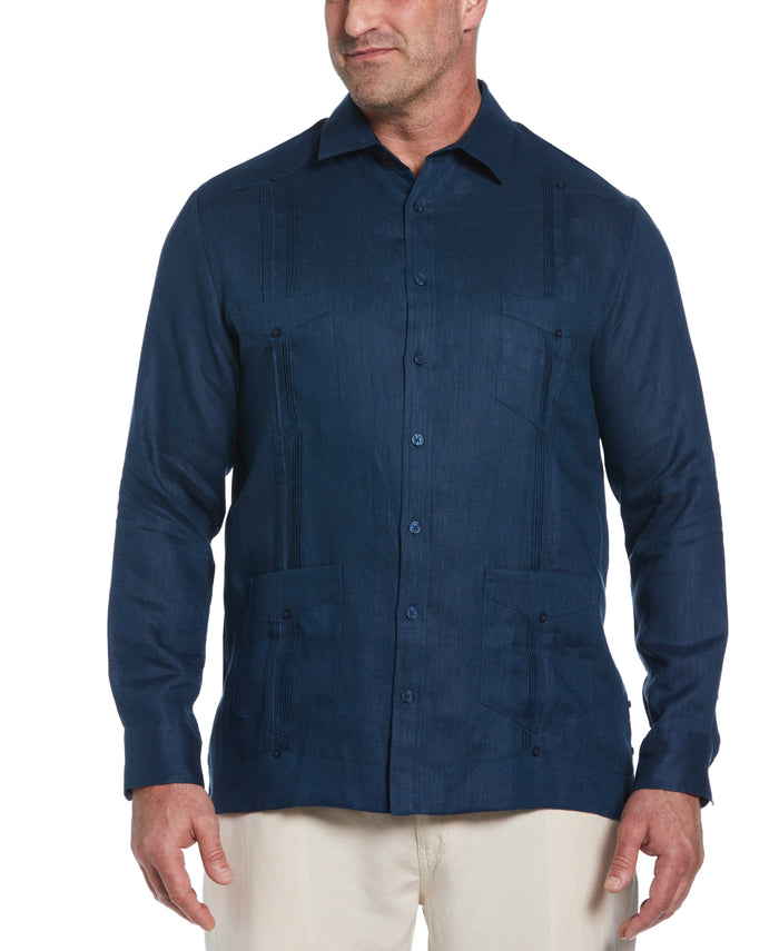 cubavera Big & Tall 100% Linen Classic Guayabera Shirt - Long Sleeve Titan