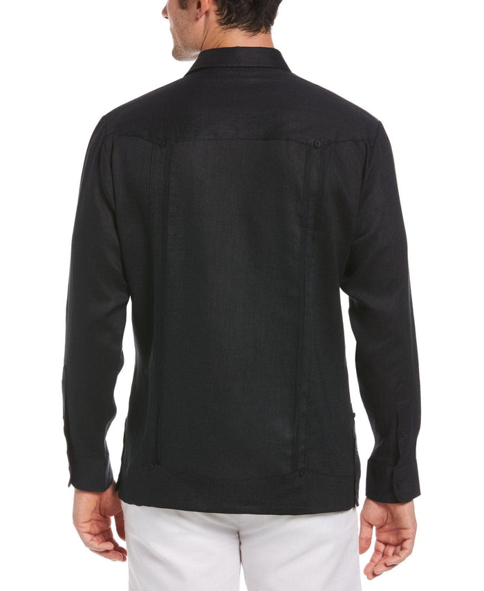 Cubavera Big & Tall 100% Linen Classic Guayabera Shirt - Long Sleeve Jet Black