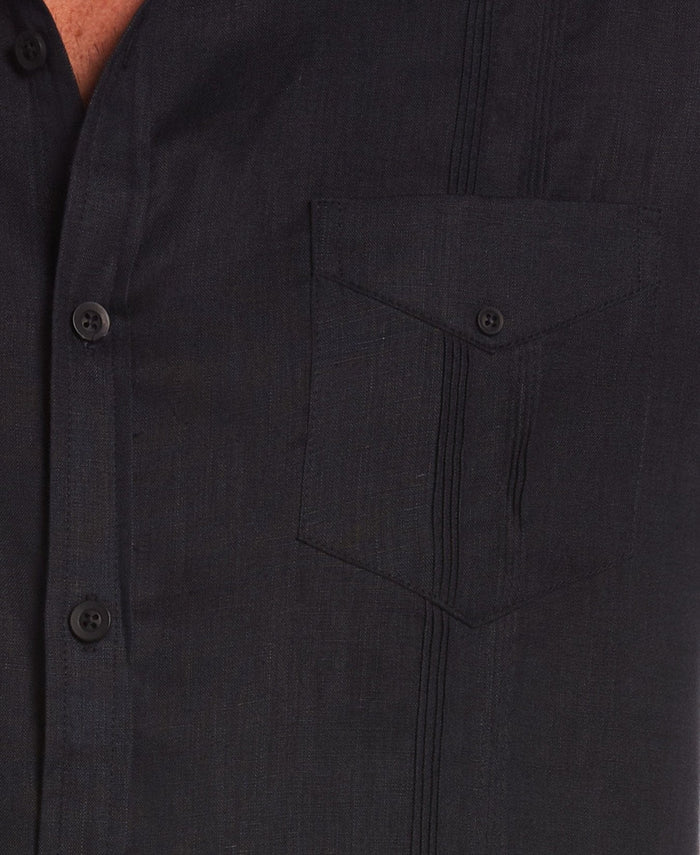 Cubavera Big & Tall 100% Linen Classic Guayabera Shirt - Long Sleeve Jet Black