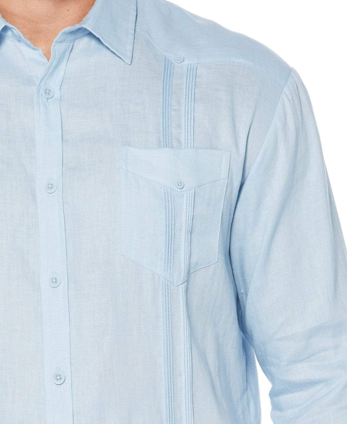 Cubavera Big & Tall 100% Linen Classic Guayabera Shirt - Long Sleeve Cashmere Blue